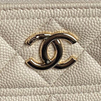 CHANEL COSMETIC BAG 19 IN CREAM GRAINED CALFSKIN GOLD HARDWARE