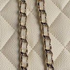 CHANEL COSMETIC BAG 19 IN CREAM GRAINED CALFSKIN GOLD HARDWARE