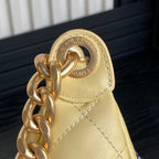 CHANEL QUILTED HOBO CARGO BAG 31 IN LIGHT YELLOW CALFSKIN GOLD CHAIN