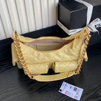 CHANEL QUILTED HOBO CARGO BAG 31 IN LIGHT YELLOW CALFSKIN GOLD CHAIN