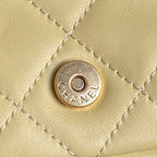 CHANEL QUILTED HOBO CARGO BAG 31 IN LIGHT YELLOW CALFSKIN GOLD CHAIN