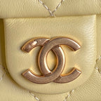 CHANEL QUILTED HOBO CARGO BAG 31 IN LIGHT YELLOW CALFSKIN GOLD CHAIN