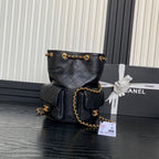 BUCKET BACKPACK 24 IN BLACK LAMBSKIN GOLD HARDWARE