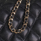 CHANEL 25C FLAP BAG 18 IN BLACK SHINY GRAINED CALFSKIN GOLD HARDWARE