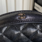CHANEL 25C FLAP BAG 18 IN BLACK SHINY GRAINED CALFSKIN GOLD HARDWARE