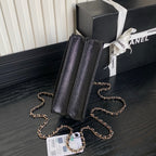 CHANEL 25C FLAP BAG 18 IN BLACK SHINY GRAINED CALFSKIN GOLD HARDWARE