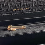 CHANEL 25C FLAP BAG 18 IN BLACK SHINY GRAINED CALFSKIN GOLD HARDWARE