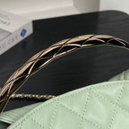 CHANEL 25S COCO CRUSH HANDLE BAG 19 IN LIGHT GREEN CAVIAR LEATHER