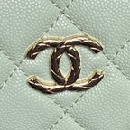 CHANEL 25S COCO CRUSH HANDLE BAG 19 IN LIGHT GREEN CAVIAR LEATHER