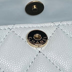 CHANEL 25S COCO CRUSH HANDLE BAG 19 IN LIGHT BLUE CAVIAR LEATHER
