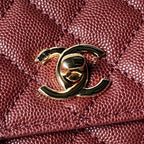 CHANEL 25S COCO HANDLE FLAP BAG 19 IN DARK RED CAVIAR