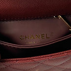 CHANEL 25S COCO HANDLE FLAP BAG 19 IN DARK RED CAVIAR