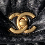 CHANEL 25S FLAP BAG 45 IN BLACK LAMBSKIN WITH GOLD HARDWARE