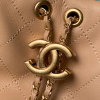 CHANEL 25S HOBO BAG 45 IN WARM SAND BEIGE LAMBSKIN