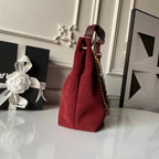 CHANEL 25S HOBO BAG 31 IN DARK RED SUEDE WITH GOLD HARDWARE