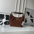 CHANEL 25S HOBO BAG 31 IN DARK BROWN SUEDE WITH GOLD HARDWARE