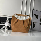 CHANEL 25S HOBO BAG 31 IN CARAMEL BROWN SUEDE WITH GOLD HARDWARE