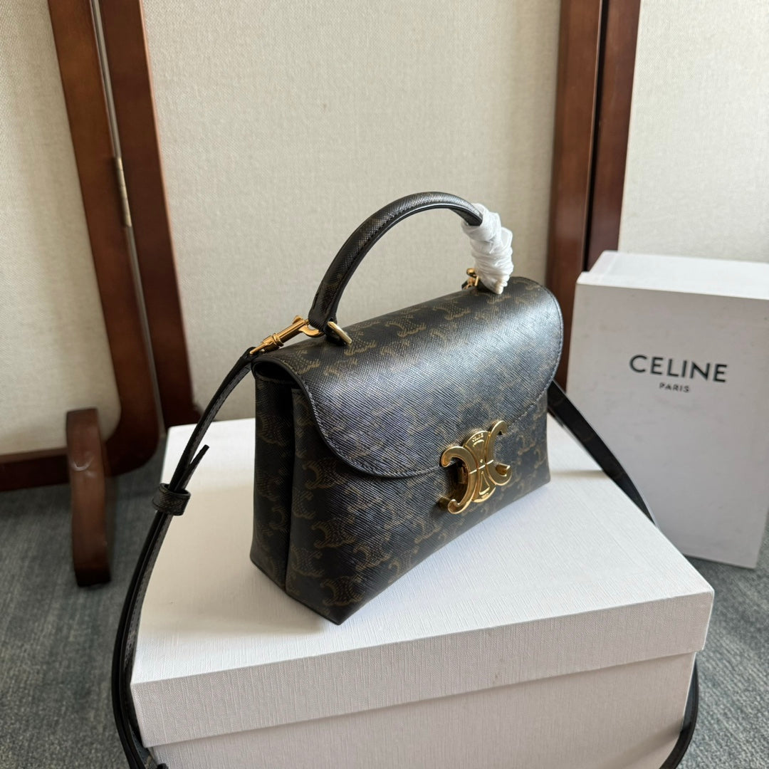 TEEN NINO BAG 20 IN BLACK TRIOMPHE CANVAS GOLD HARDWARE