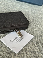 DIOR ZIPPED MINI WALLET 10 IN BLACK MONOGRAM OBLIQUE JACQUARD