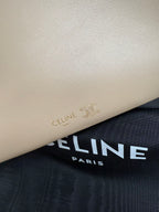 CELINE 25S TRIO FLAP 22MM IN DARK BEIGE SMOOTH LAMBSKIN GOLD HARDWARE
