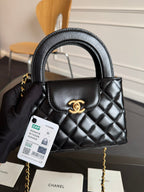 CHANEL KELLY SHOPPING BAG 19 IN BLACK CALFSKIN GOLD HARDWARE