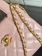 CHANEL KELLY SHOPPING BAG 19 IN LIGHT PINK CALFSKIN GOLD HARDWARE