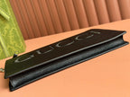 POUCH 28 IN BLACK SMOOTH CALFSKIN INLAID LOGO