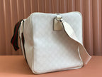 MEDIUM DUFFLE BAG WITH WEB 47 IN WHITE SOFT GG CALFSKIN