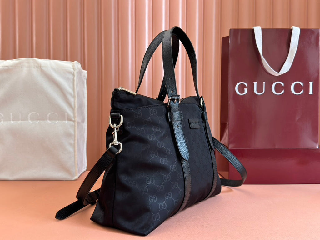 NYLON LINE TOTE BAG 34.5 IN BLACK GG CANVAS