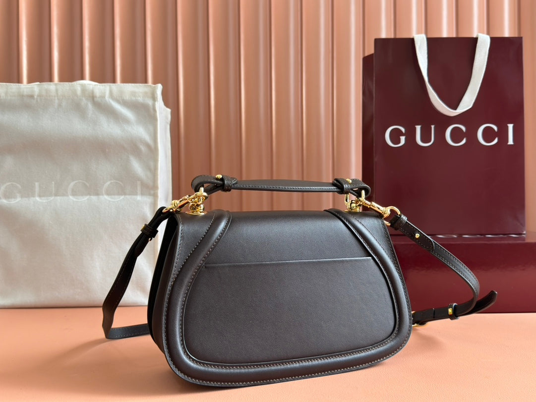 BLONDIE LARGE TOP HANDLE BAG 32 IN DARK BROWN CALFSKIN