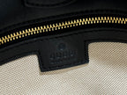 73 SMALL BUCKET BAG 20 IN NATURAL CANVAS AND BLACK CALFSKIN