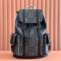 LARGE BACKPACK JUMBO 41 IN GREY AND BLACK GRAINY GG LAMBSKIN