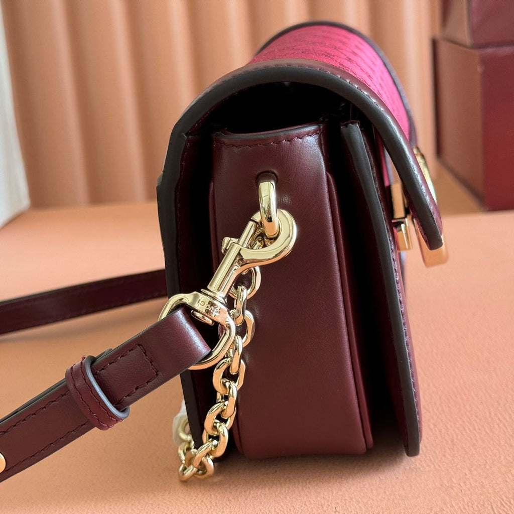 GO SMALL SHOULDER BAG 21.5 IN ROSSO ANCORA RED GG CANVAS