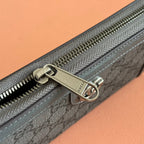 GUCCI OPHIDIA ZIP AROUND WALLET 19 IN DARK GREY COATED FABRIC AND CALFSKIN