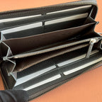 GUCCI OPHIDIA ZIP AROUND WALLET 19 IN DARK GREY COATED FABRIC AND CALFSKIN