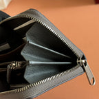 GUCCI OPHIDIA ZIP AROUND WALLET 19 IN DARK GREY COATED FABRIC AND CALFSKIN