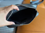 CLUTCH 22 WITH FF MOTIF IN DARK GRAY TEXTURED FABRIC AND BLACK LAMBSKIN TRIM