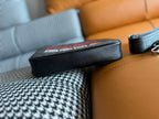 CLUTCH 22 WITH FF MOTIF IN DARK GRAY TEXTURED FABRIC AND BLACK LAMBSKIN TRIM