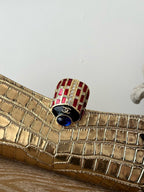 CHANEL 25S CLUTCH 30 IN METALLIC GOLD CROCODILE-EMBOSSED CALFSKIN