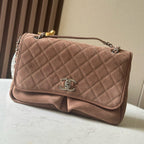 CHANEL 25S FLAP BAG 34 IN BROWN SUEDE