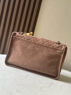 CHANEL 25S FLAP BAG 34 IN BROWN SUEDE