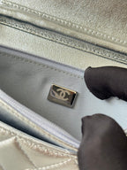 CHANEL 25S WALLET ON CHAIN 19 IN SILVER LAMBSKIN
