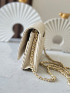 CHANEL 25S WALLET ON CHAIN 19 IN CREAM WHITE CAVIAR