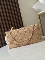 CHANEL 25S FLAP BAG 38 IN BEIGE FABRIC