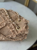 CHANEL 25S FLAP BAG 38 IN BEIGE FABRIC