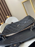 CHANEL 25S SHOULDER BAG 40 IN BLACK CAVIAR WITH SILVER HARDWARE