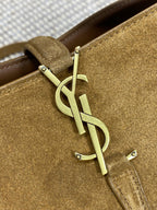 LE 37 SMALL BUCKET BAG 20 IN BROWN SUEDE GOLD HARDWARE