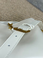 LE 37 MEDIUM BUCKET BAG 25 IN WHITE CALFSKIN GOLD HARDWARE