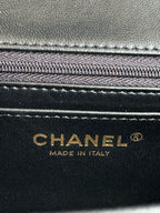 CHANEL MINI FLAP BAG 20 IN BLACK GLOSSY CALFSKIN GOLD HARDWARE