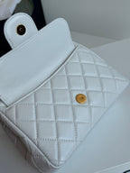 CHANEL 25S HOBO BAG 19 CM IN WHITE LAMBSKIN WITH GOLD HARDWARE